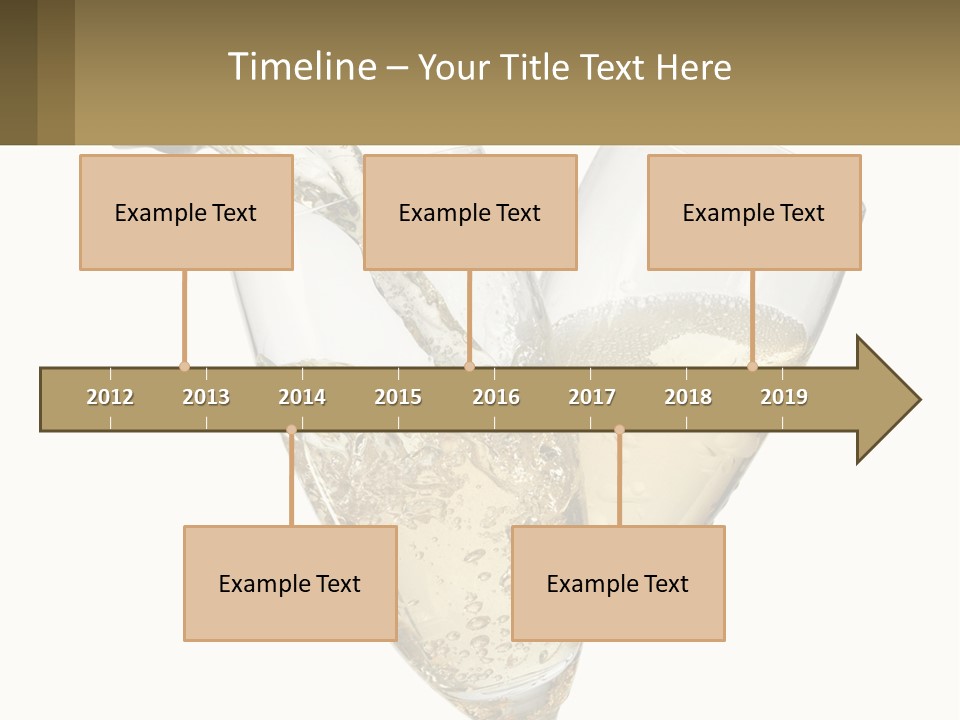 A Bottle Of Champagne Being Poured Into Two Glasses PowerPoint Template
