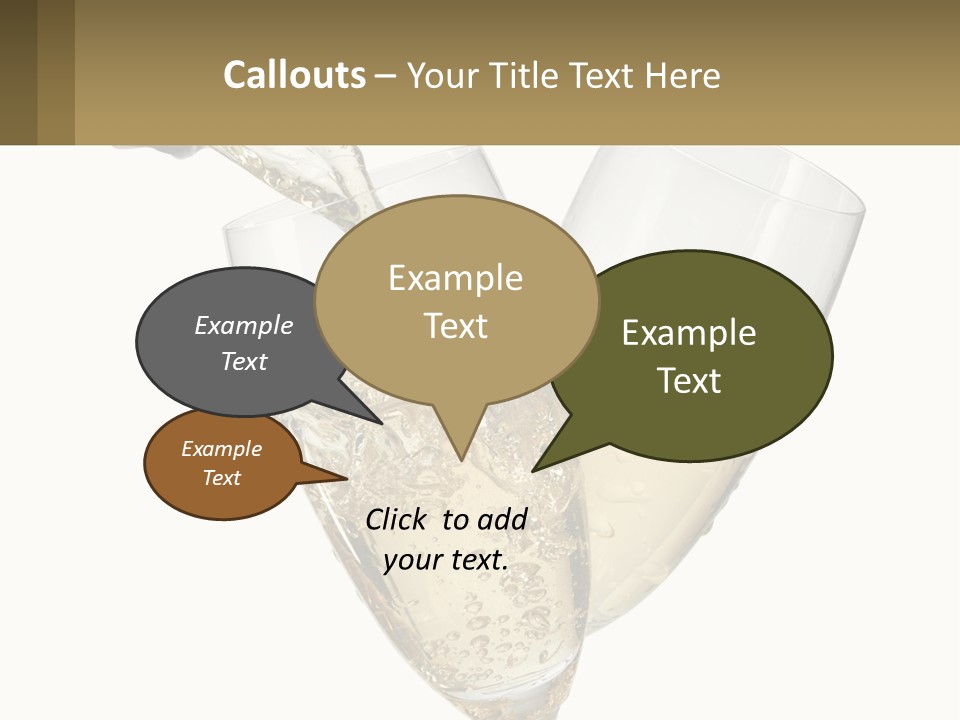 A Bottle Of Champagne Being Poured Into Two Glasses PowerPoint Template