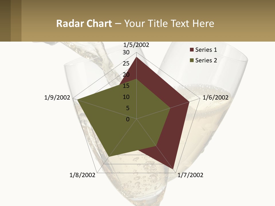 A Bottle Of Champagne Being Poured Into Two Glasses PowerPoint Template