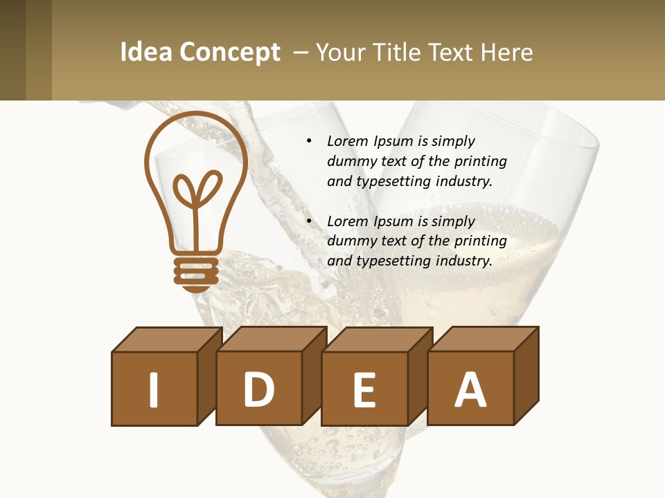 A Bottle Of Champagne Being Poured Into Two Glasses PowerPoint Template