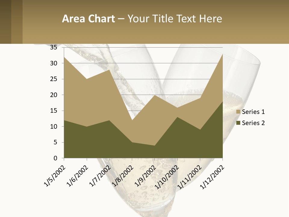 A Bottle Of Champagne Being Poured Into Two Glasses PowerPoint Template