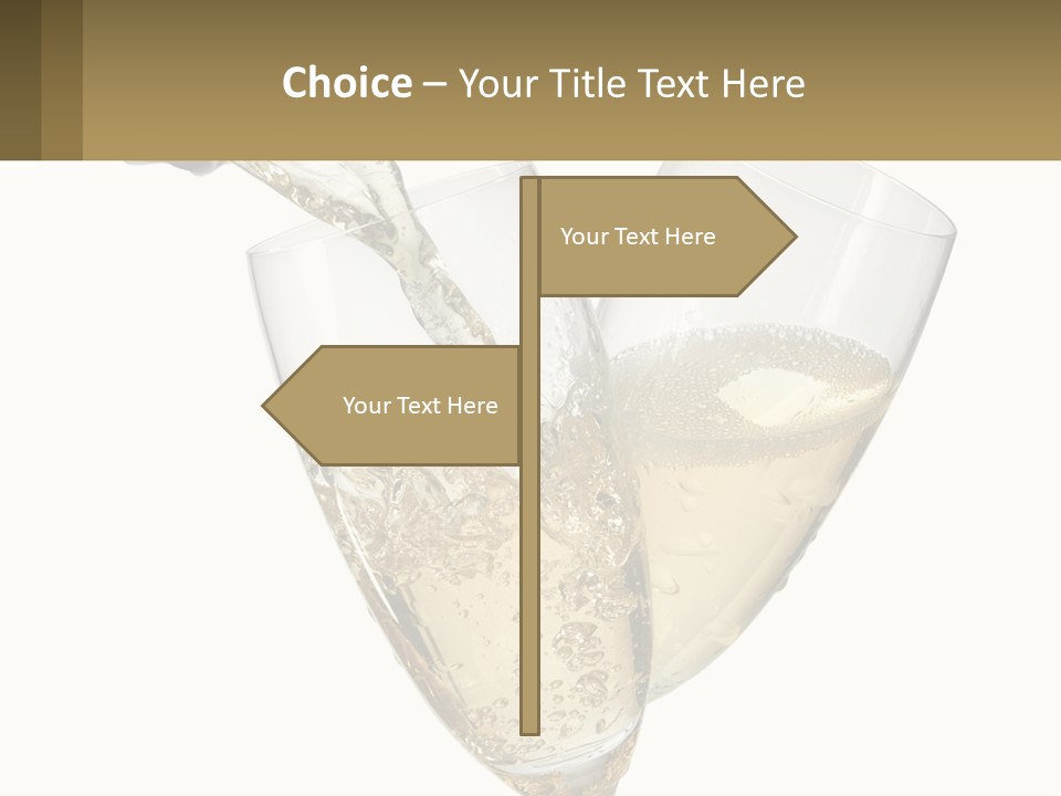 A Bottle Of Champagne Being Poured Into Two Glasses PowerPoint Template