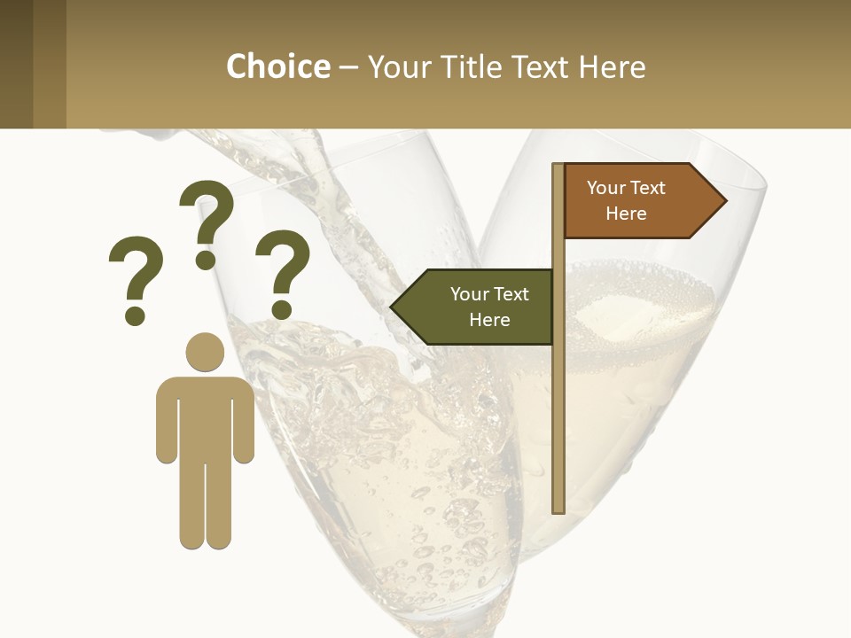 A Bottle Of Champagne Being Poured Into Two Glasses PowerPoint Template