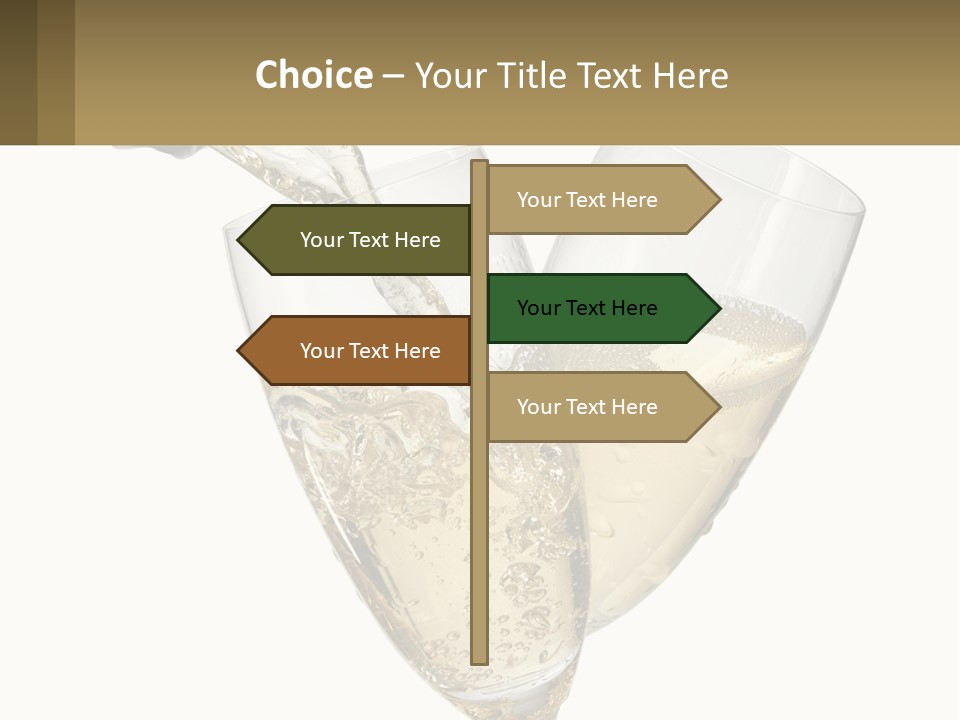 A Bottle Of Champagne Being Poured Into Two Glasses PowerPoint Template