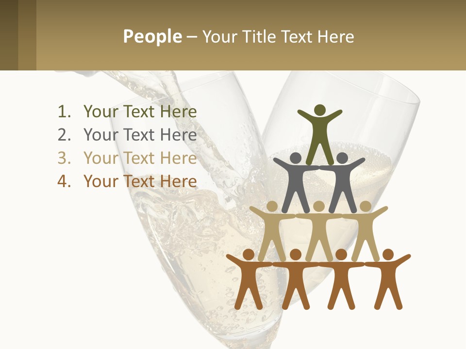 A Bottle Of Champagne Being Poured Into Two Glasses PowerPoint Template