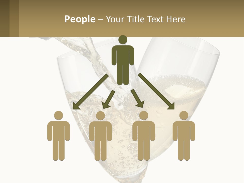 A Bottle Of Champagne Being Poured Into Two Glasses PowerPoint Template