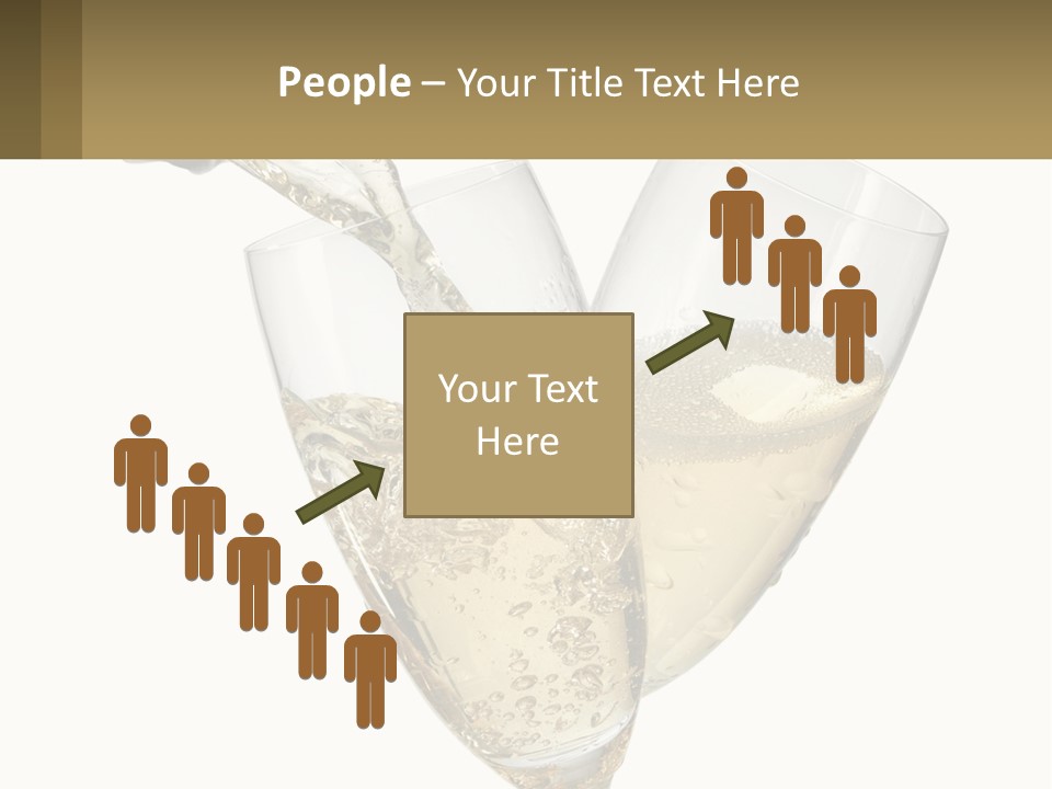 A Bottle Of Champagne Being Poured Into Two Glasses PowerPoint Template