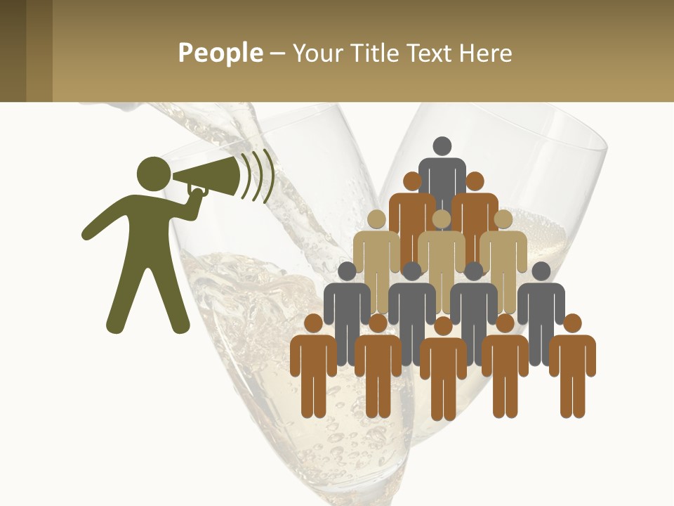 A Bottle Of Champagne Being Poured Into Two Glasses PowerPoint Template