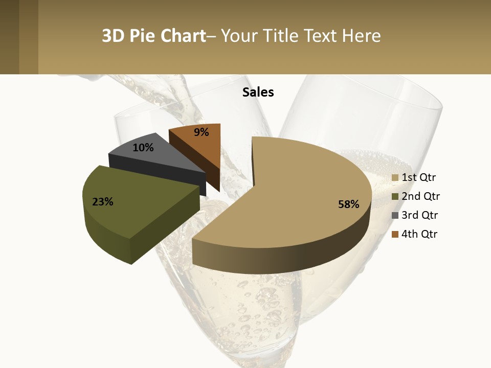 A Bottle Of Champagne Being Poured Into Two Glasses PowerPoint Template