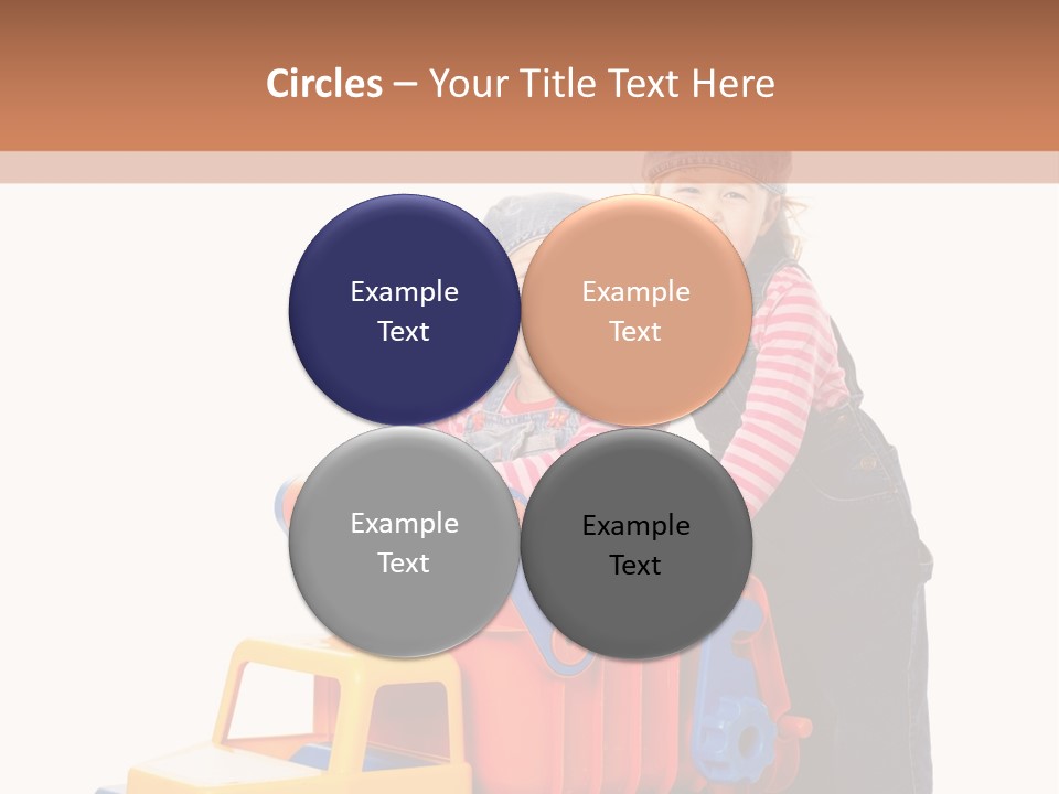 Two Children Are Playing With A Toy Truck PowerPoint Template