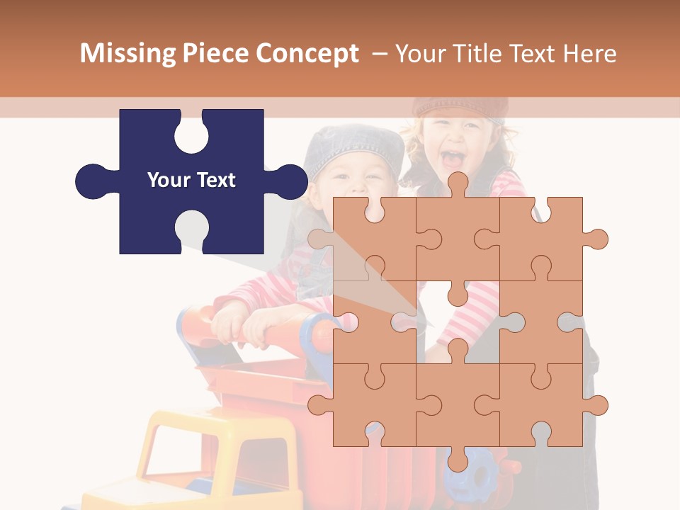 Two Children Are Playing With A Toy Truck PowerPoint Template