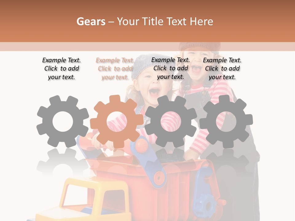 Two Children Are Playing With A Toy Truck PowerPoint Template