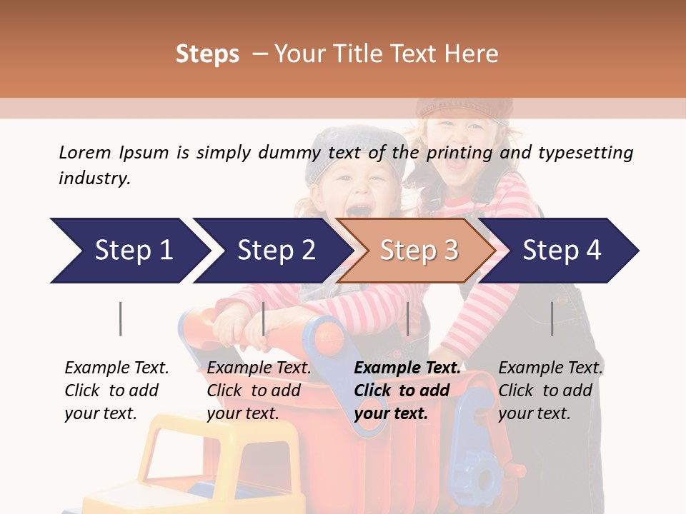Two Children Are Playing With A Toy Truck PowerPoint Template