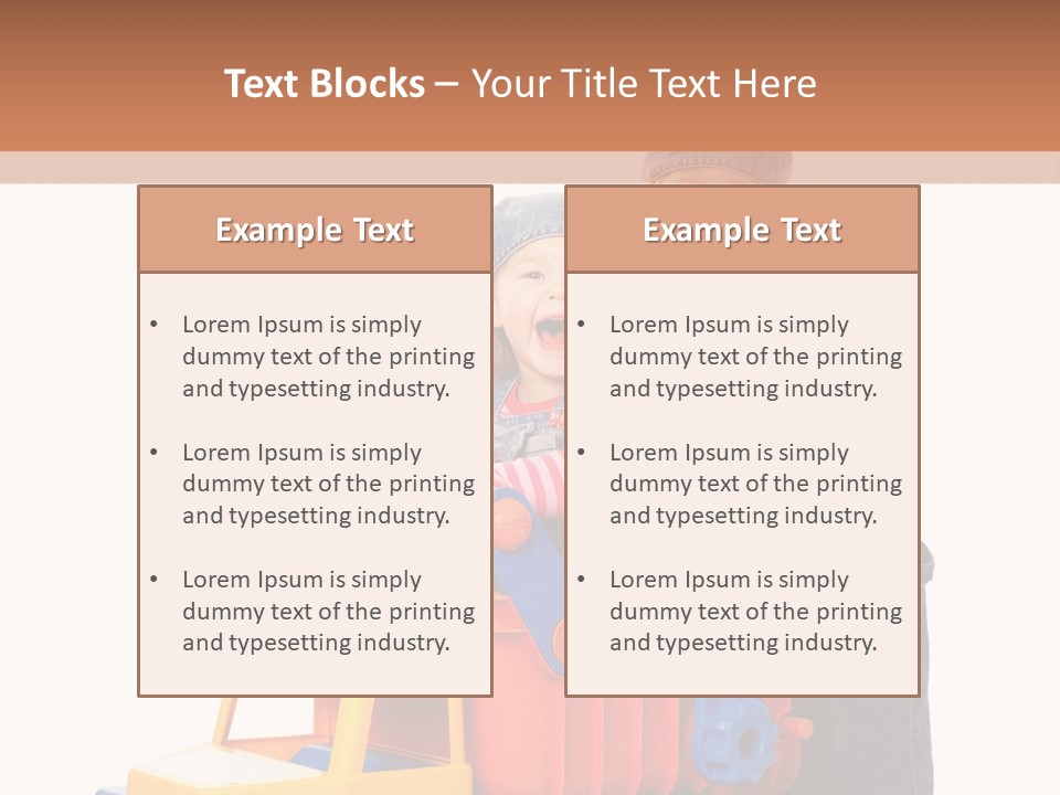 Two Children Are Playing With A Toy Truck PowerPoint Template