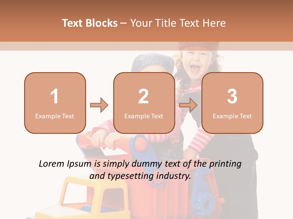 Two Children Are Playing With A Toy Truck PowerPoint Template