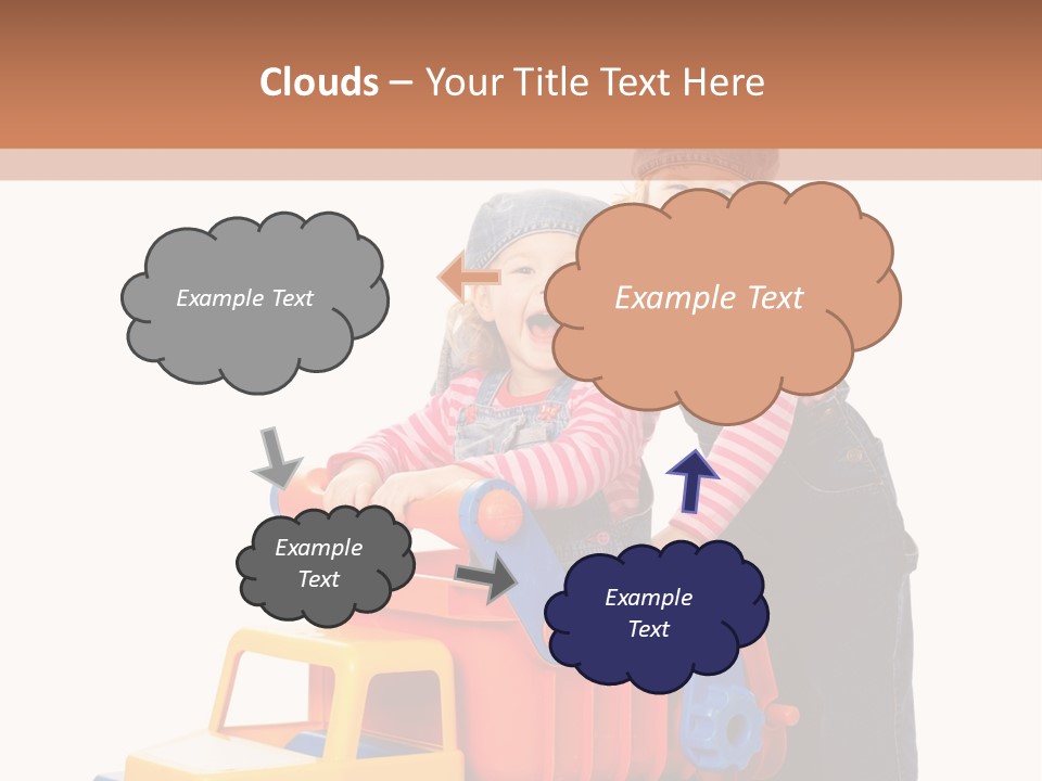 Two Children Are Playing With A Toy Truck PowerPoint Template