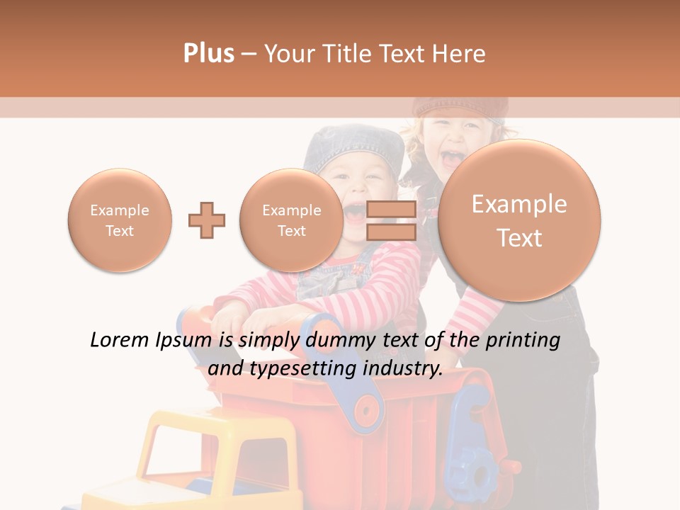 Two Children Are Playing With A Toy Truck PowerPoint Template