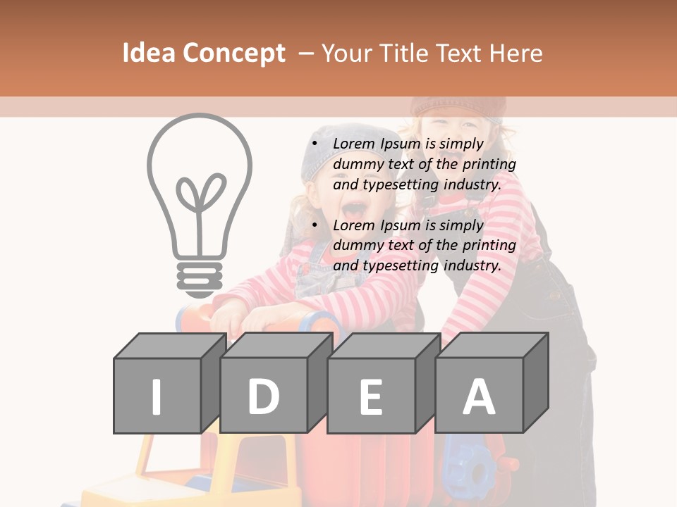 Two Children Are Playing With A Toy Truck PowerPoint Template