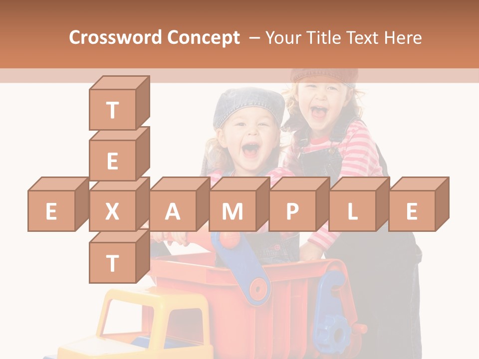 Two Children Are Playing With A Toy Truck PowerPoint Template