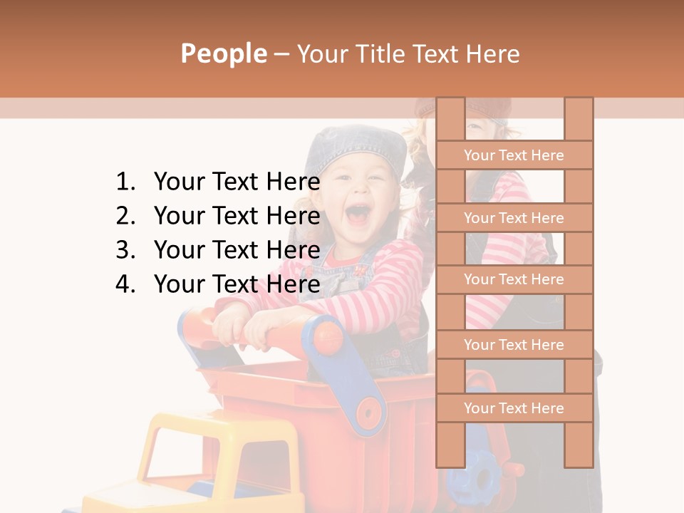 Two Children Are Playing With A Toy Truck PowerPoint Template