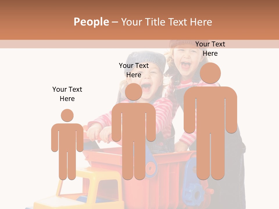 Two Children Are Playing With A Toy Truck PowerPoint Template