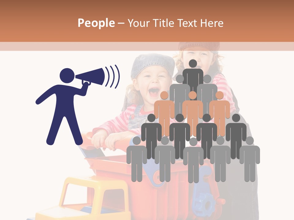 Two Children Are Playing With A Toy Truck PowerPoint Template