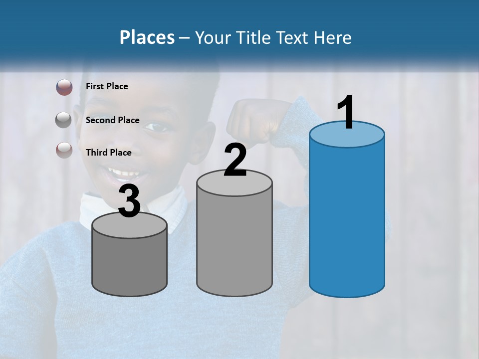 A Young Boy Flexing His Muscles In Front Of A Wooden Fence PowerPoint Template