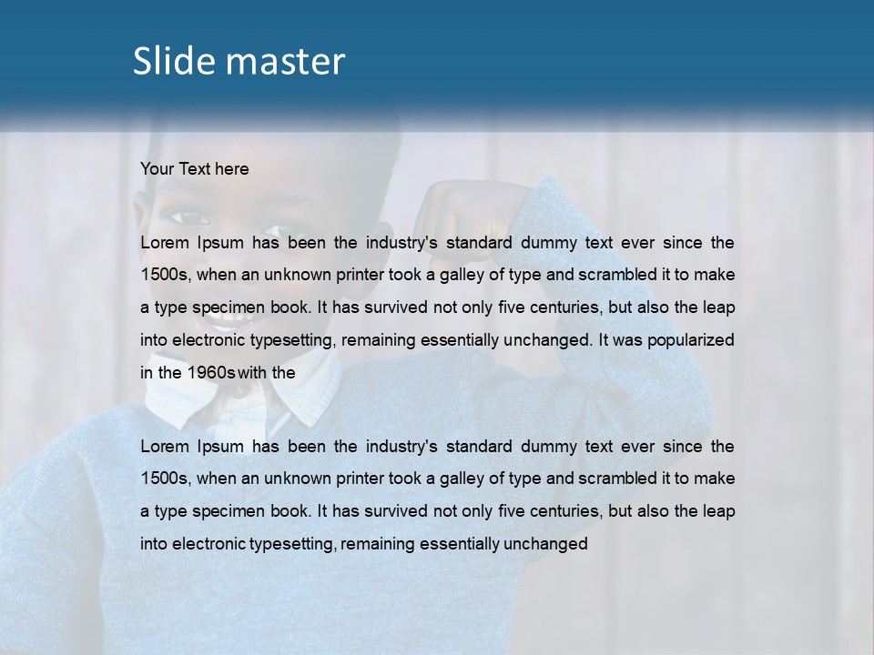 A Young Boy Flexing His Muscles In Front Of A Wooden Fence PowerPoint Template