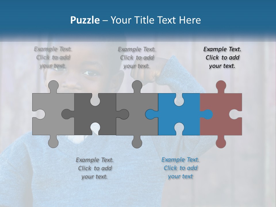 A Young Boy Flexing His Muscles In Front Of A Wooden Fence PowerPoint Template