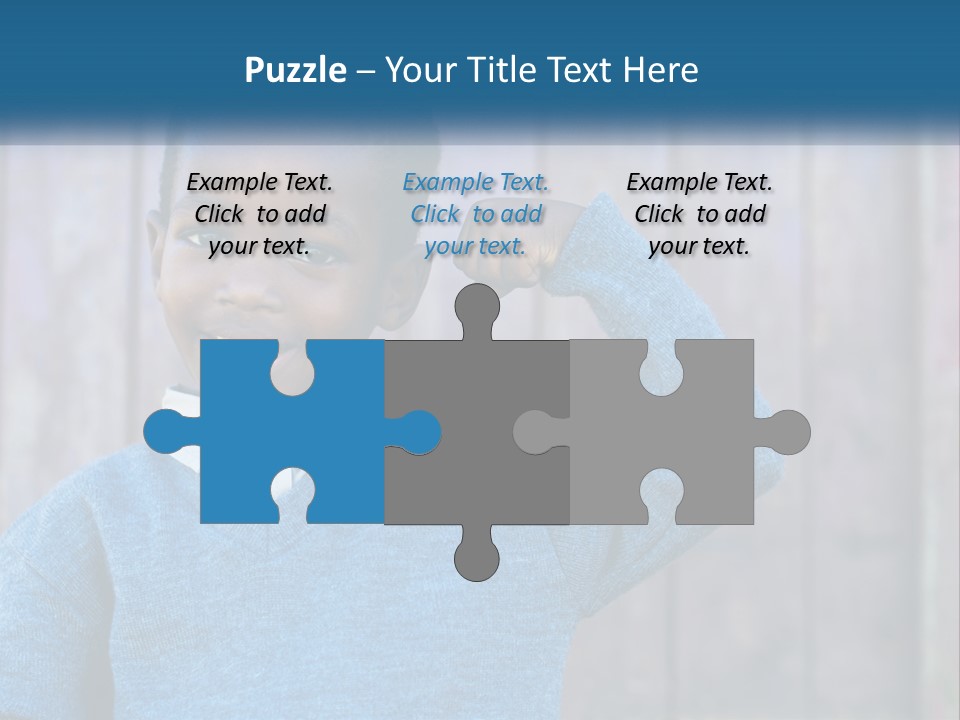 A Young Boy Flexing His Muscles In Front Of A Wooden Fence PowerPoint Template