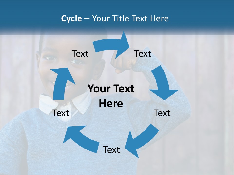 A Young Boy Flexing His Muscles In Front Of A Wooden Fence PowerPoint Template