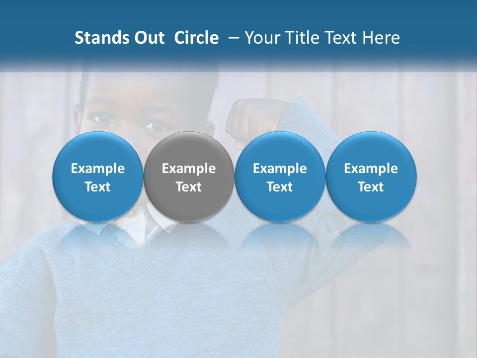 A Young Boy Flexing His Muscles In Front Of A Wooden Fence PowerPoint Template