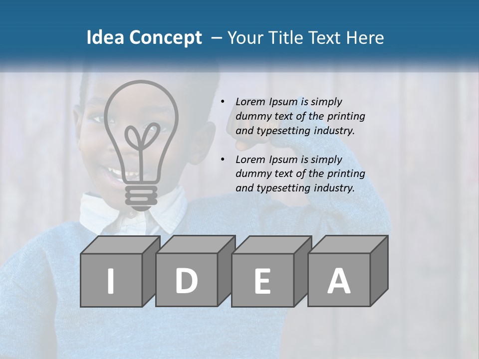 A Young Boy Flexing His Muscles In Front Of A Wooden Fence PowerPoint Template