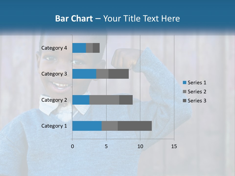 A Young Boy Flexing His Muscles In Front Of A Wooden Fence PowerPoint Template