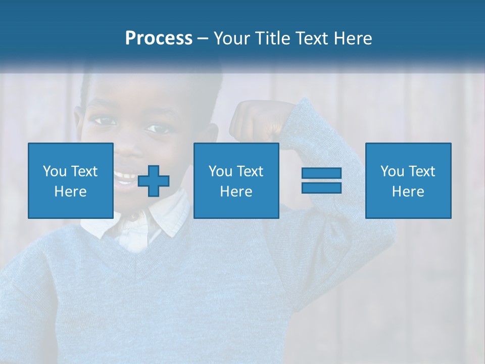 A Young Boy Flexing His Muscles In Front Of A Wooden Fence PowerPoint Template