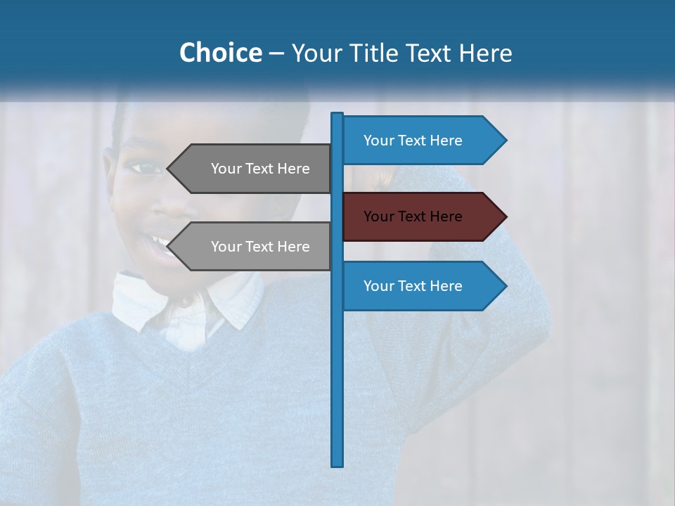 A Young Boy Flexing His Muscles In Front Of A Wooden Fence PowerPoint Template