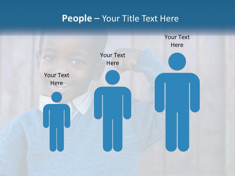 A Young Boy Flexing His Muscles In Front Of A Wooden Fence PowerPoint Template