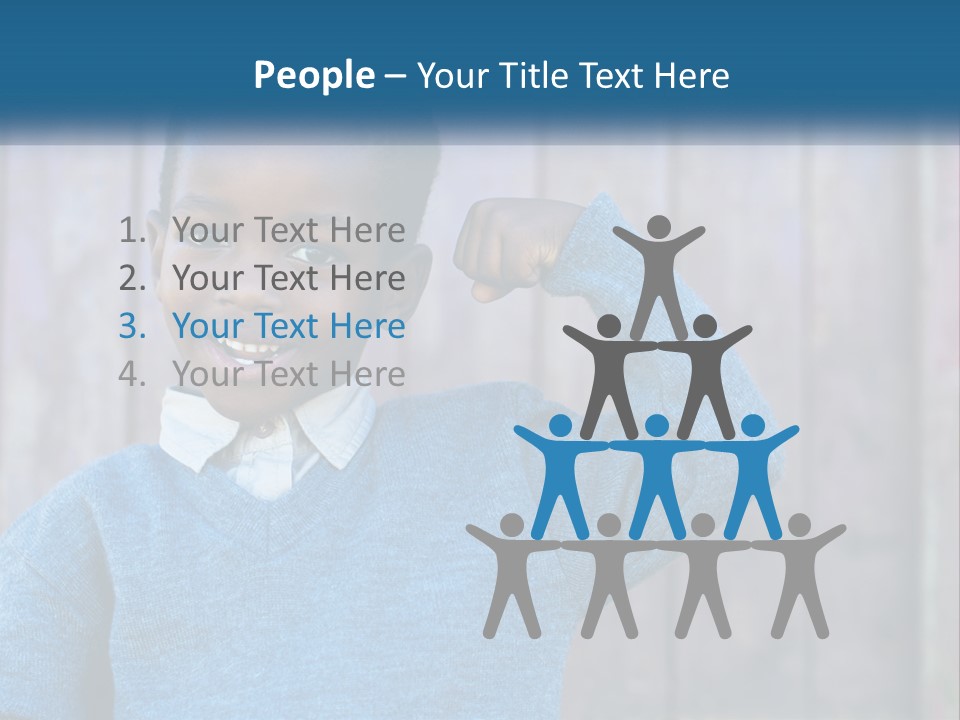 A Young Boy Flexing His Muscles In Front Of A Wooden Fence PowerPoint Template