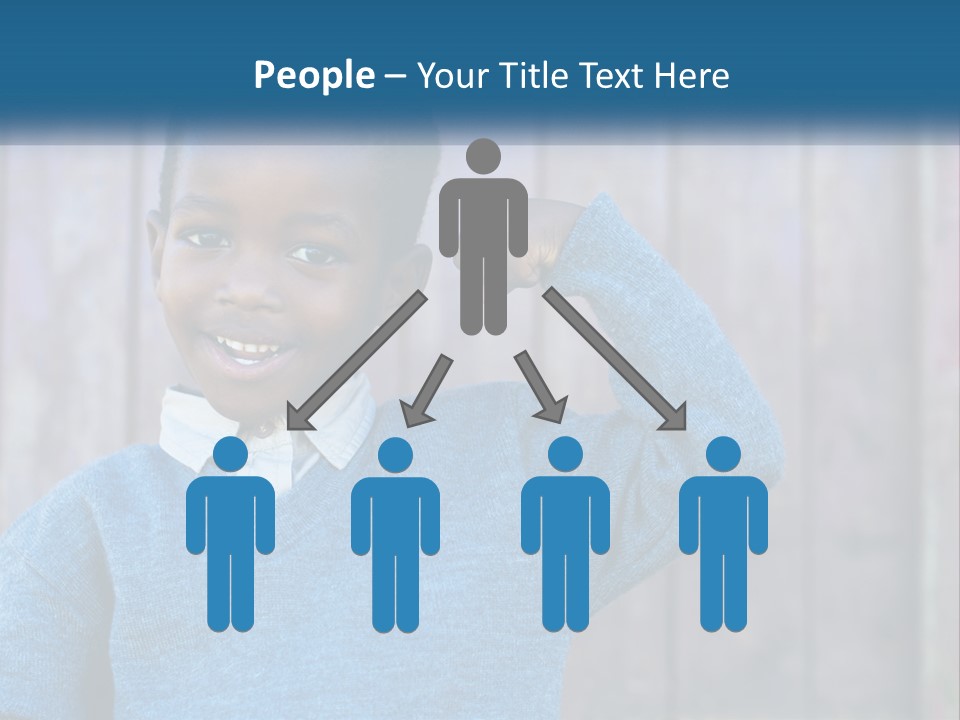 A Young Boy Flexing His Muscles In Front Of A Wooden Fence PowerPoint Template