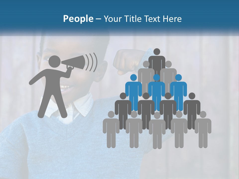 A Young Boy Flexing His Muscles In Front Of A Wooden Fence PowerPoint Template