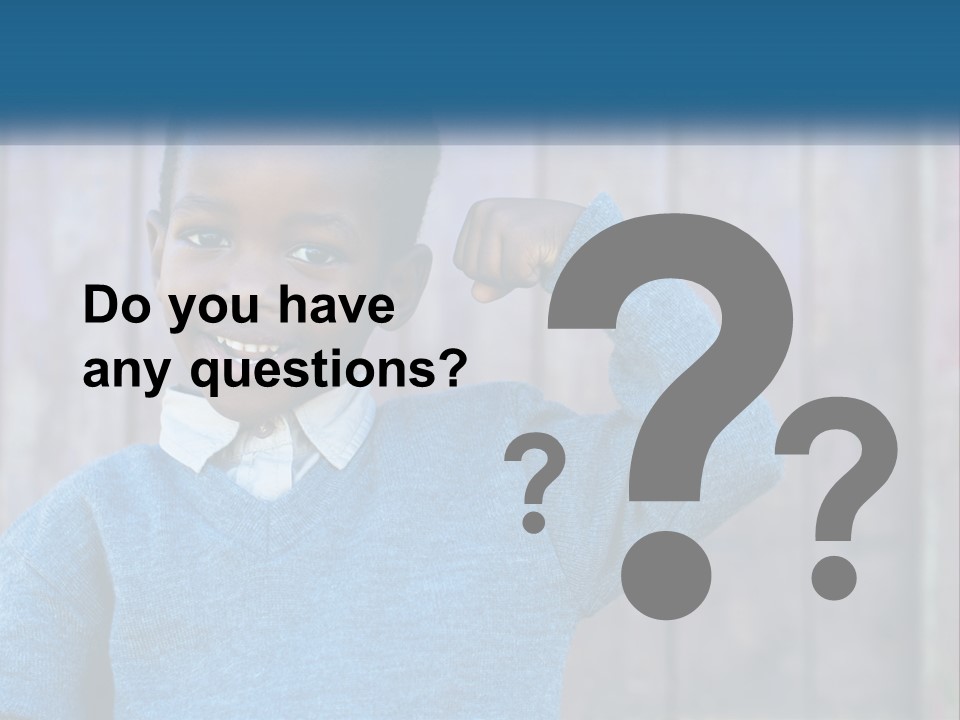 A Young Boy Flexing His Muscles In Front Of A Wooden Fence PowerPoint Template