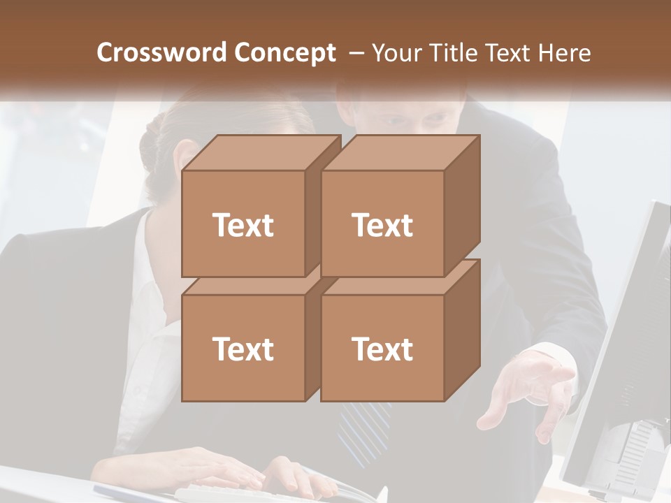 A Man And A Woman Looking At A Computer Screen PowerPoint Template