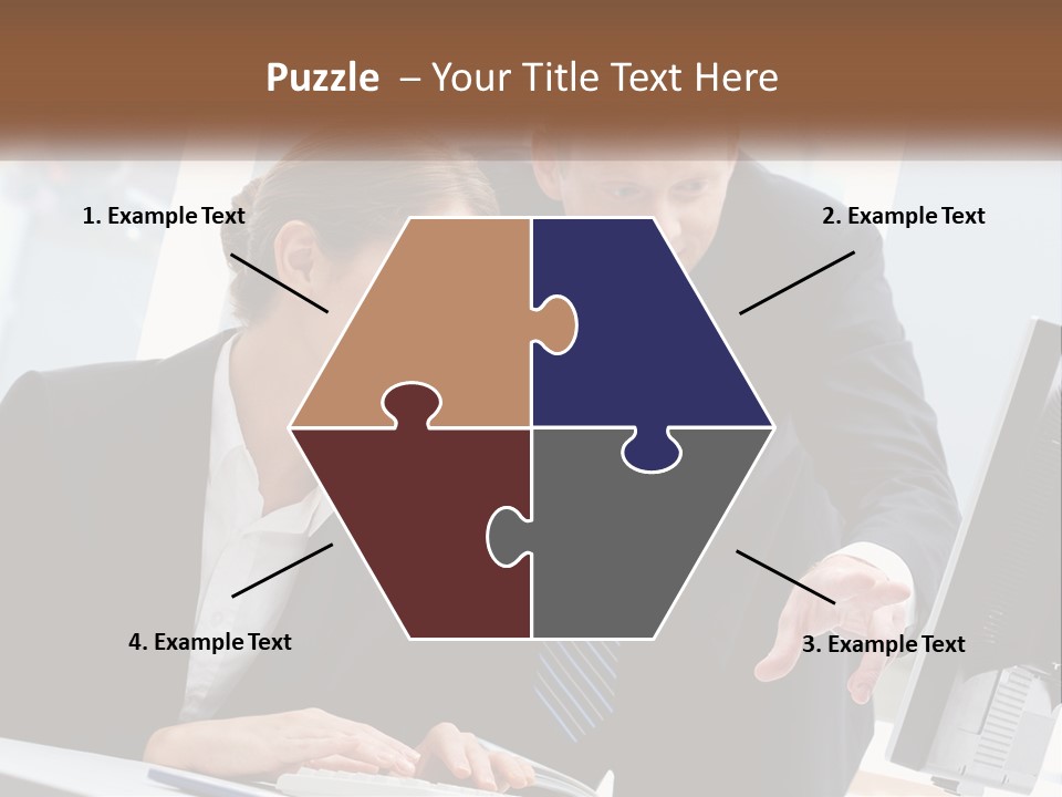 A Man And A Woman Looking At A Computer Screen PowerPoint Template