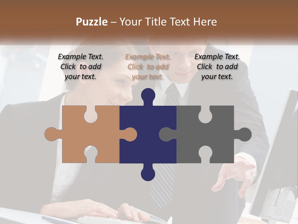 A Man And A Woman Looking At A Computer Screen PowerPoint Template