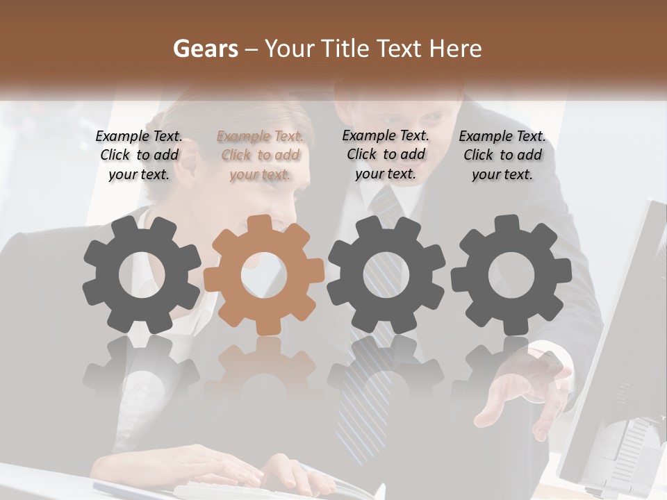 A Man And A Woman Looking At A Computer Screen PowerPoint Template