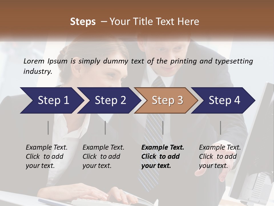 A Man And A Woman Looking At A Computer Screen PowerPoint Template