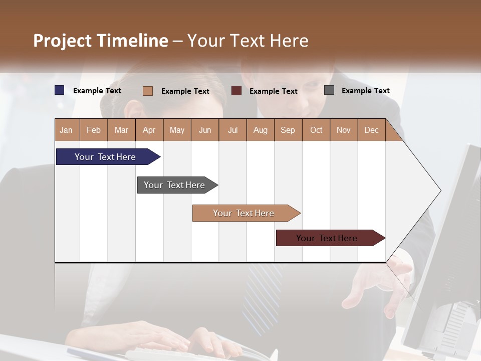 A Man And A Woman Looking At A Computer Screen PowerPoint Template