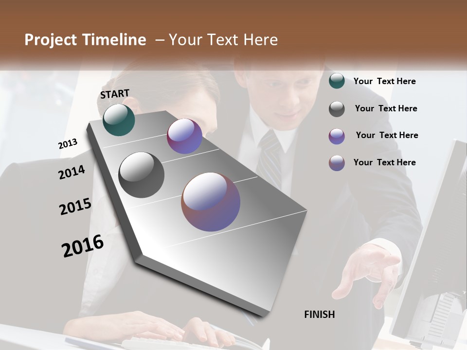 A Man And A Woman Looking At A Computer Screen PowerPoint Template