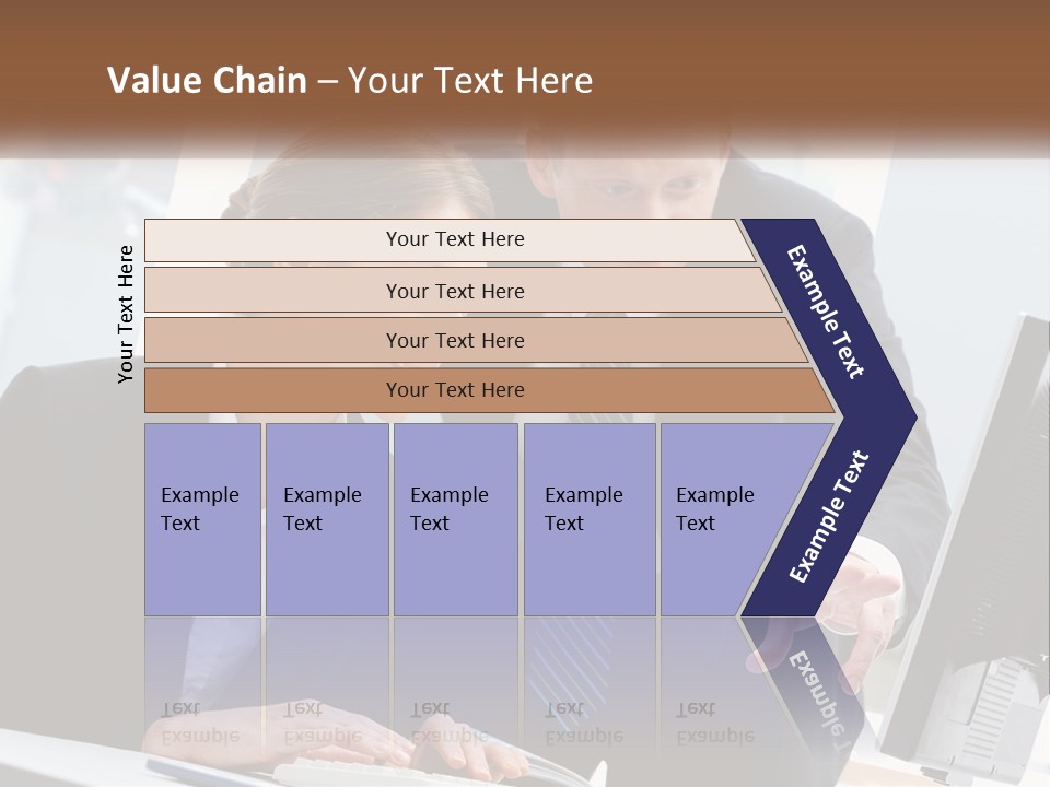 A Man And A Woman Looking At A Computer Screen PowerPoint Template