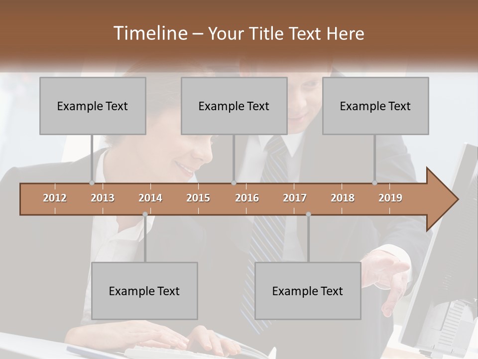 A Man And A Woman Looking At A Computer Screen PowerPoint Template
